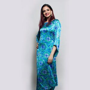 Buy Multi Blue Bactic Wrap Dhoti Gown Dress for sale